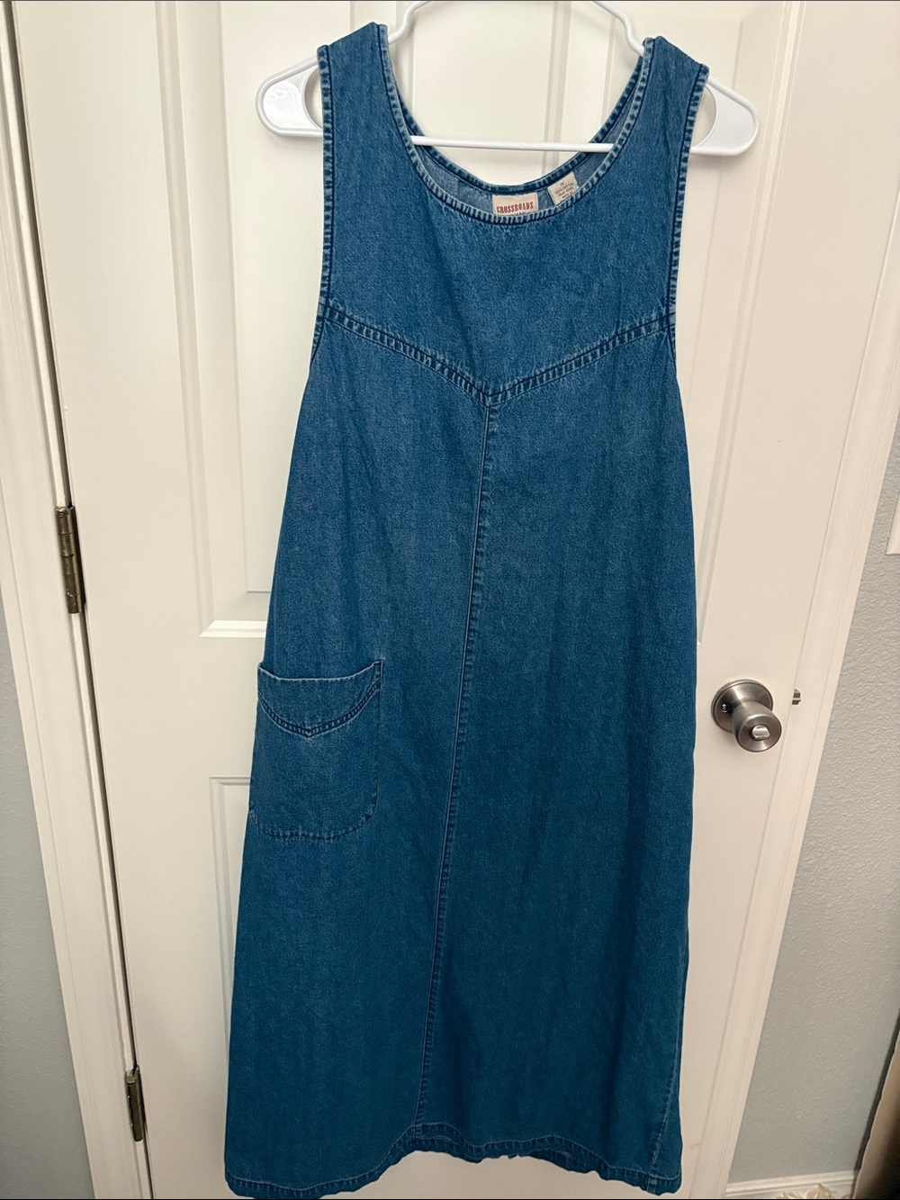 Classic Blue Denim Sleeveless Midi Dress